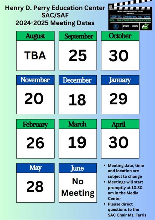 SAC/SAF 2024-2025 Meeting Dates